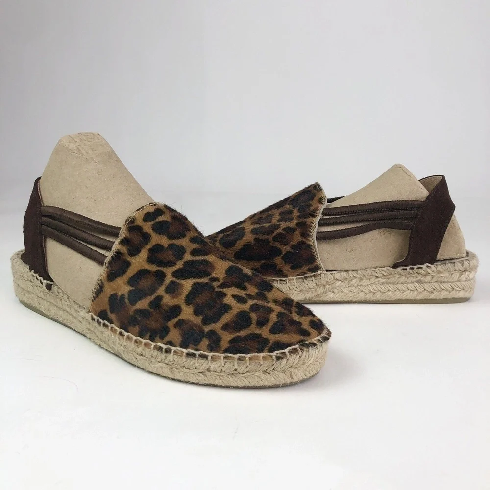 Picon Leopard cheetah  print Slingback sandal Shoe 7.5 Calf Hair Leather